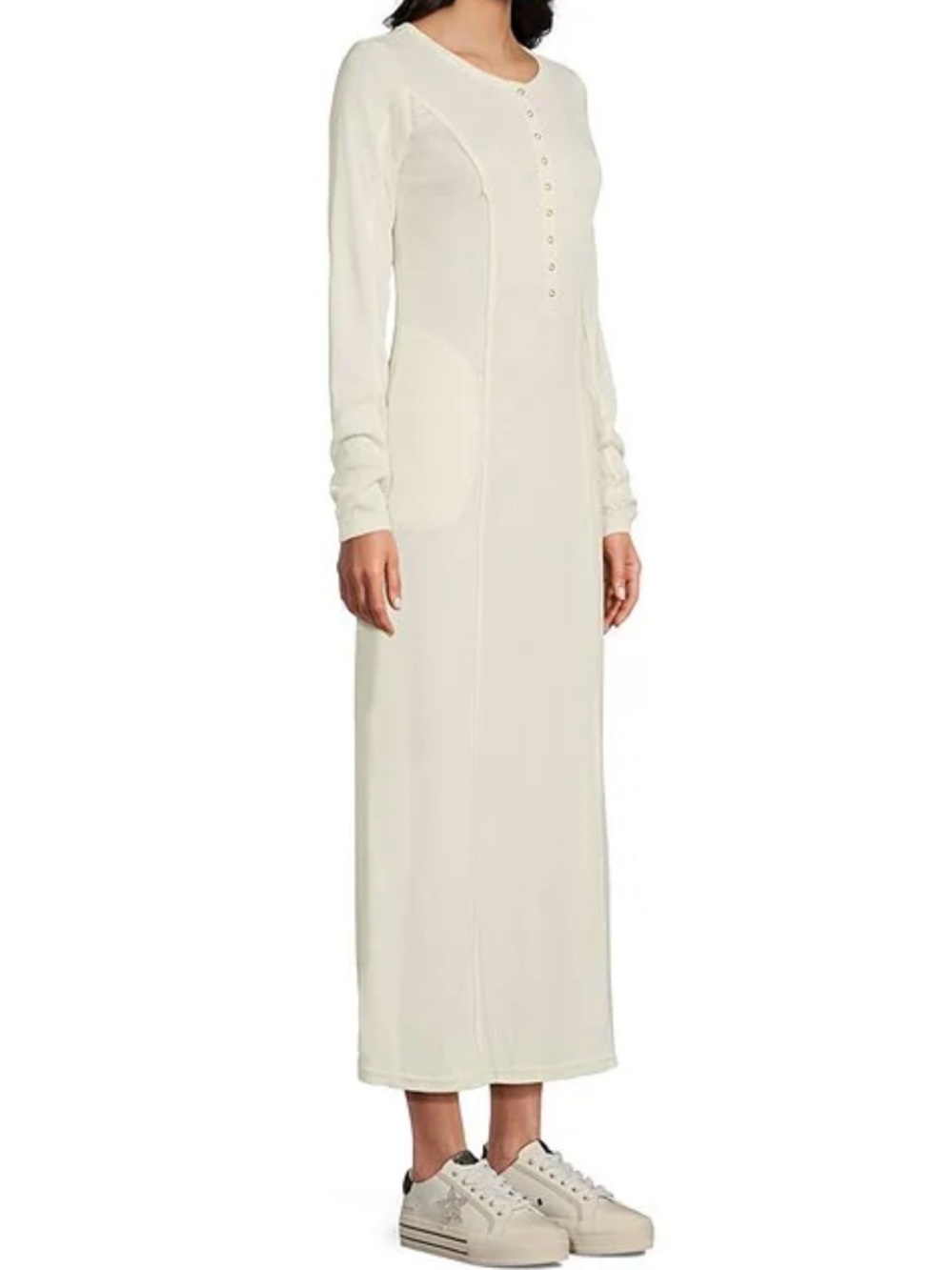 C&V Chelsea & Violet Cream Thermal Henley Maxi Dress Juniors L NWT - Picture 7 of 15